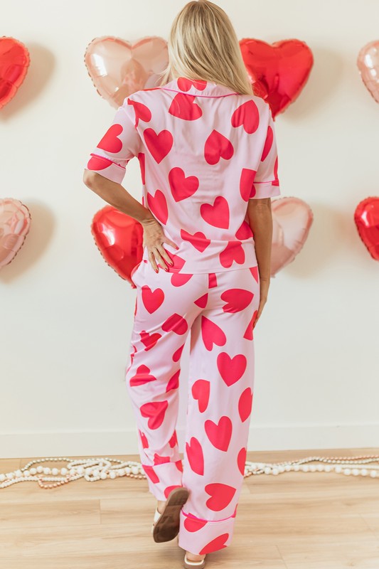 Pink Classic Heart Valentines Pajamas Set - Classique Collection