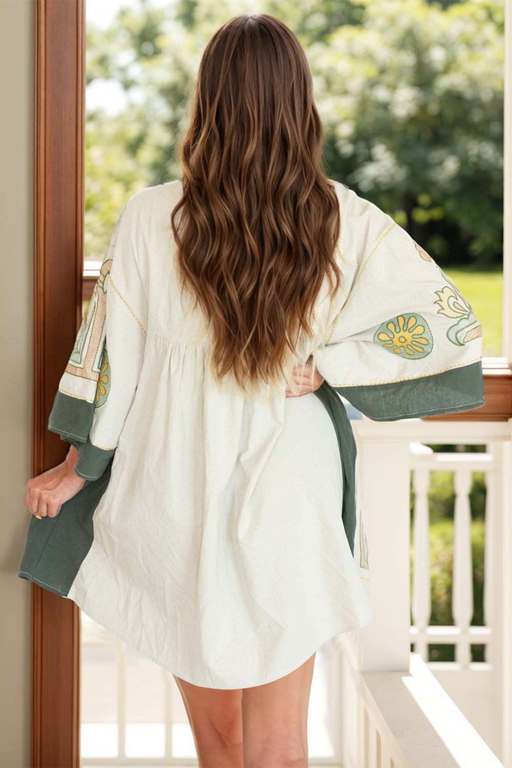 Printed V-Neck Three-Quarter Sleeve Mini Dress - Classique Collection