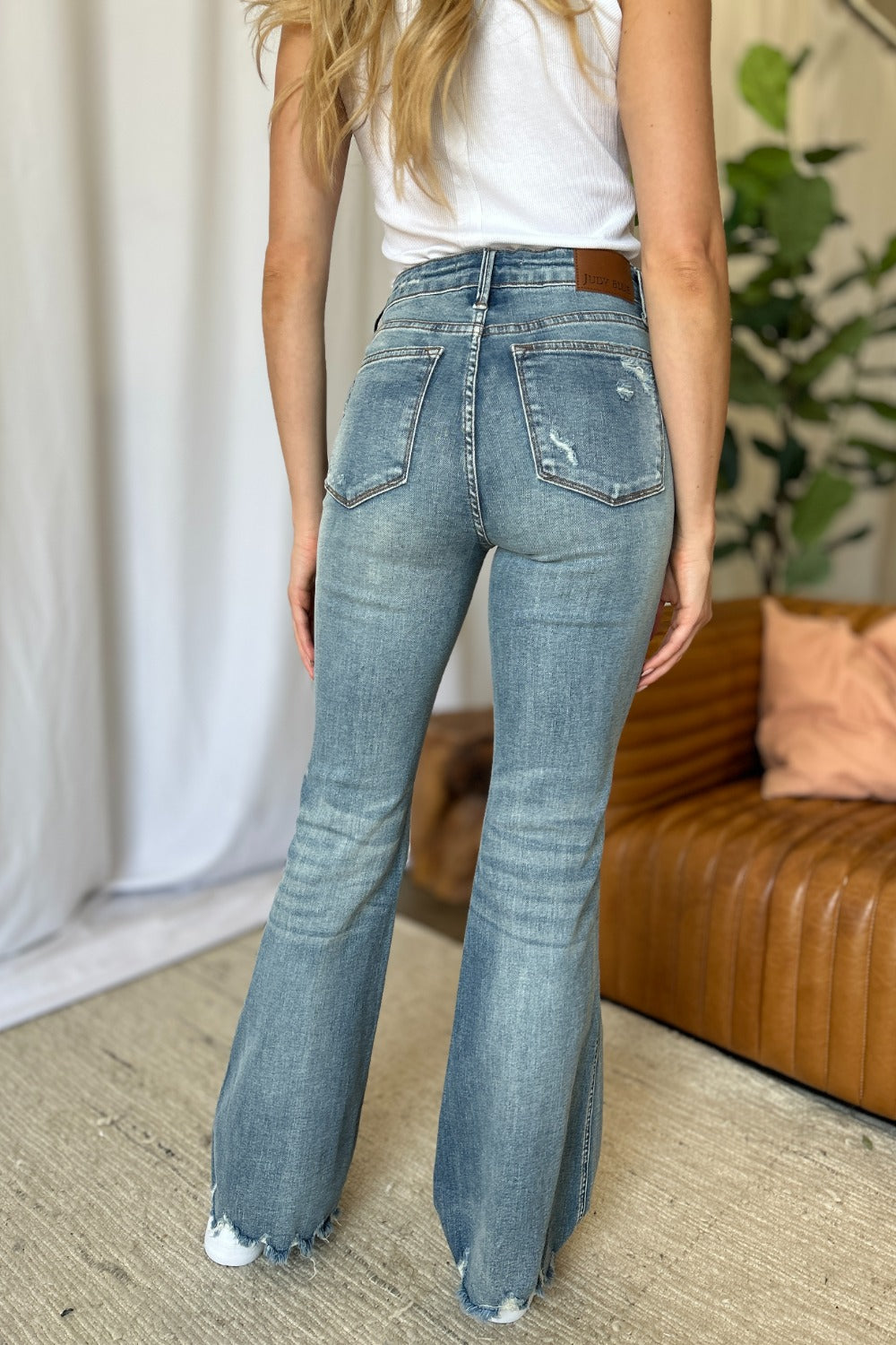 Judy Blue Full Size Medium Rise Tummy Control Destroy Flare - Classique Collection