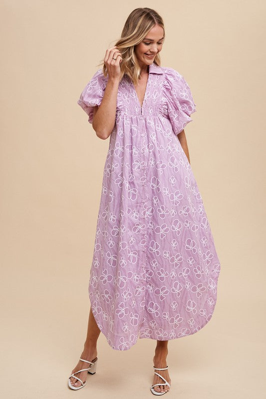 Annie Wear Floral Smock Detail Puff Sleeve Dress - ClassiQ