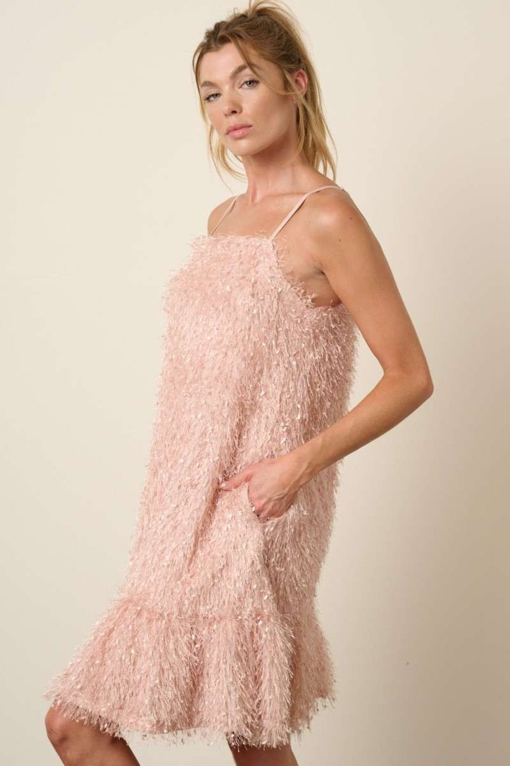 Mittoshop Feather Ruffle Hem Mini Cami Dress - Classique Collection