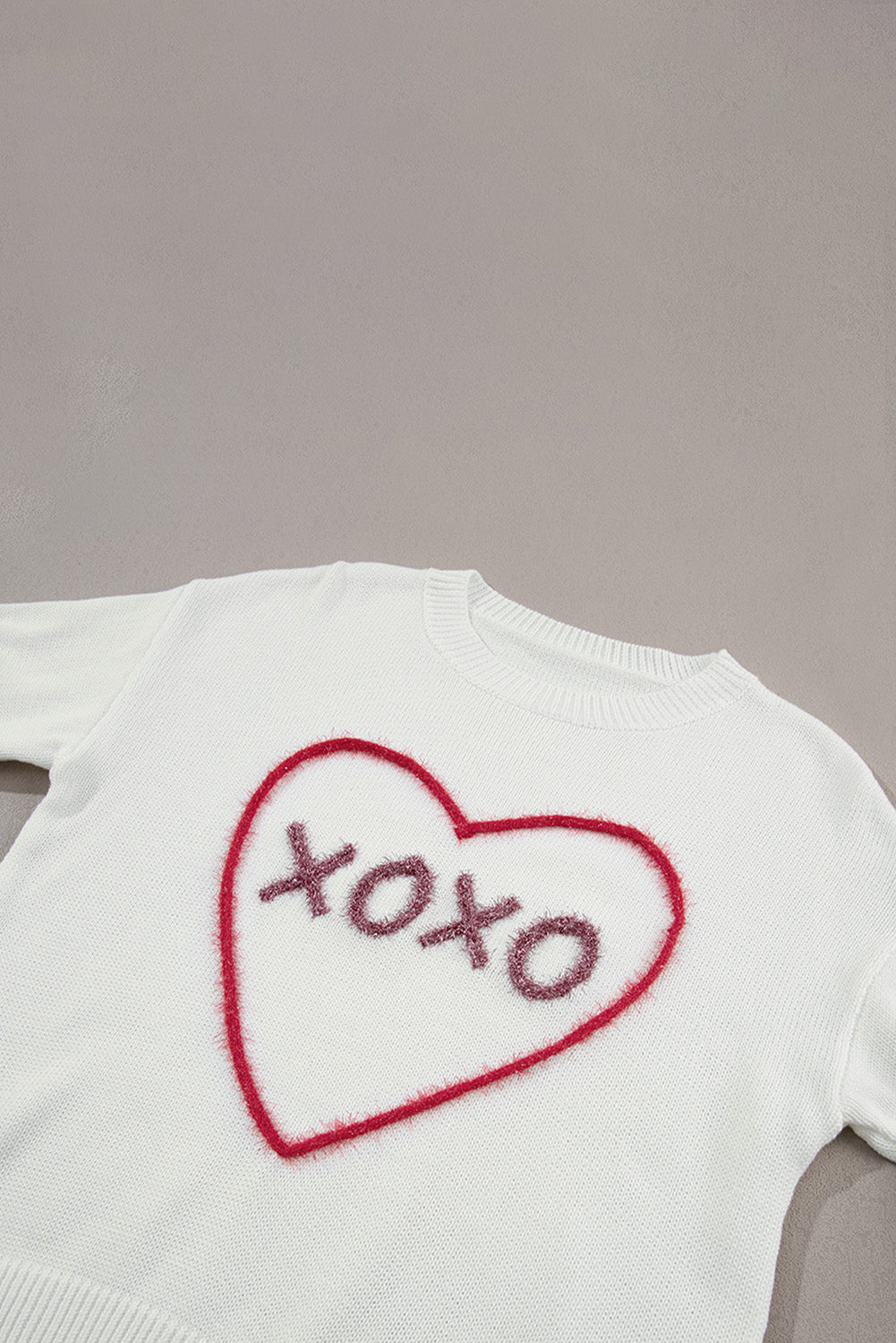 XOXO Round Neck Drop Shoulder Sweater - ClassiQ