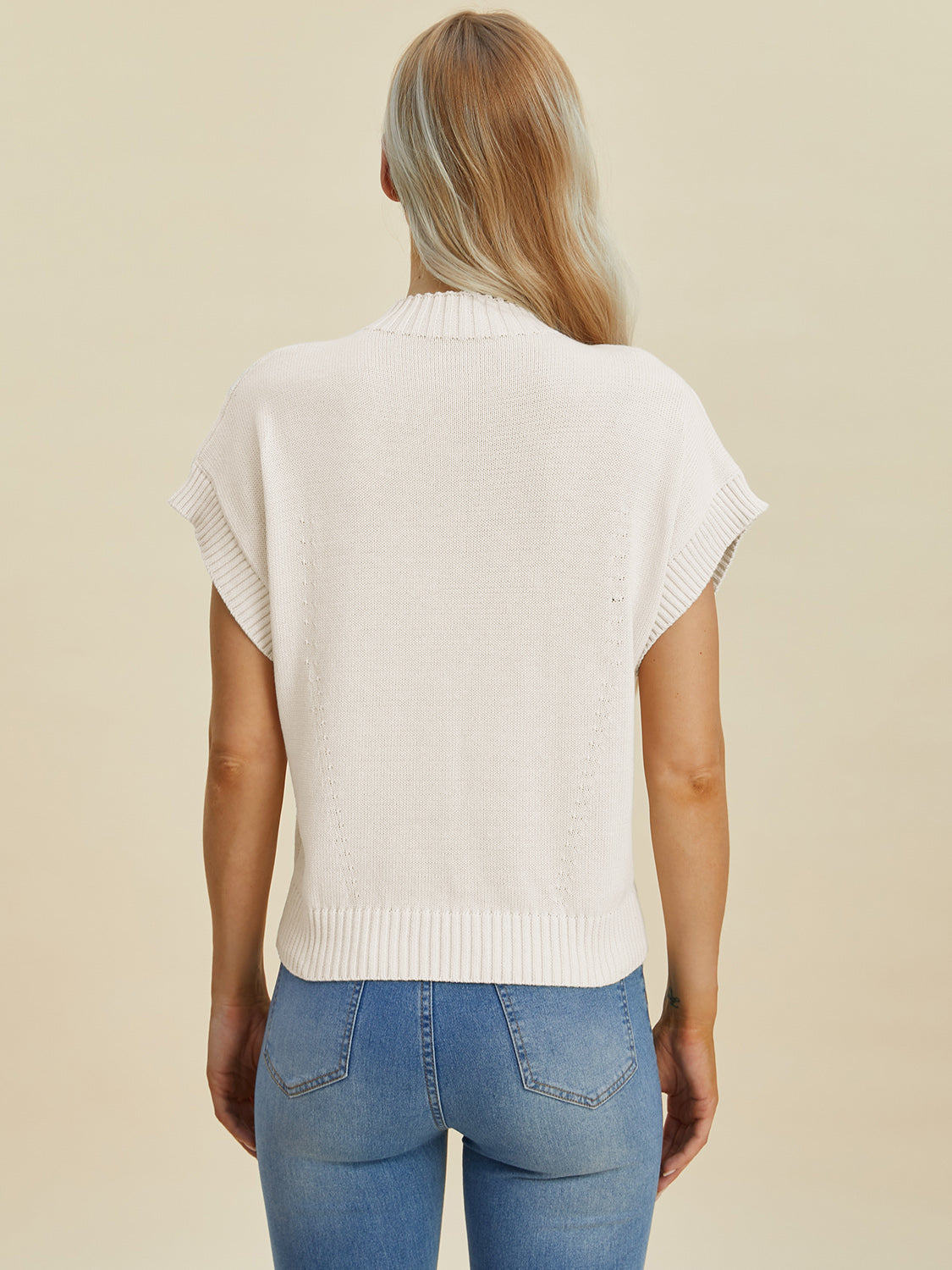 Double Take Full Size Mock Neck Short Sleeve Sweater - ClassiQ