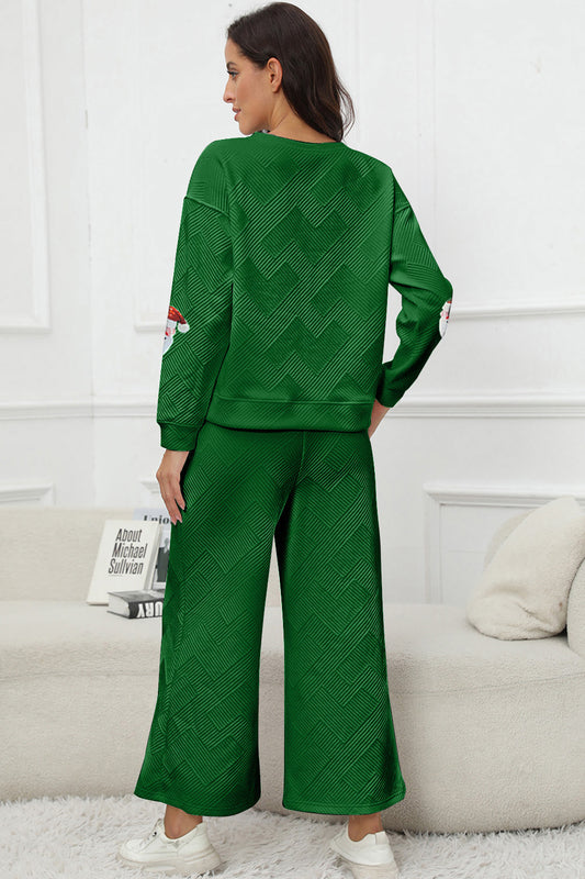 Santa Sequin Round Neck Top and Pants Set - ClassiQ