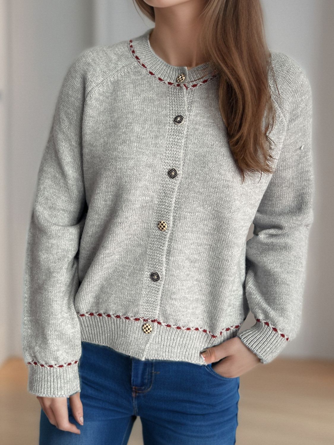 Button Down Long Sleeve Cardigan - ClassiQ