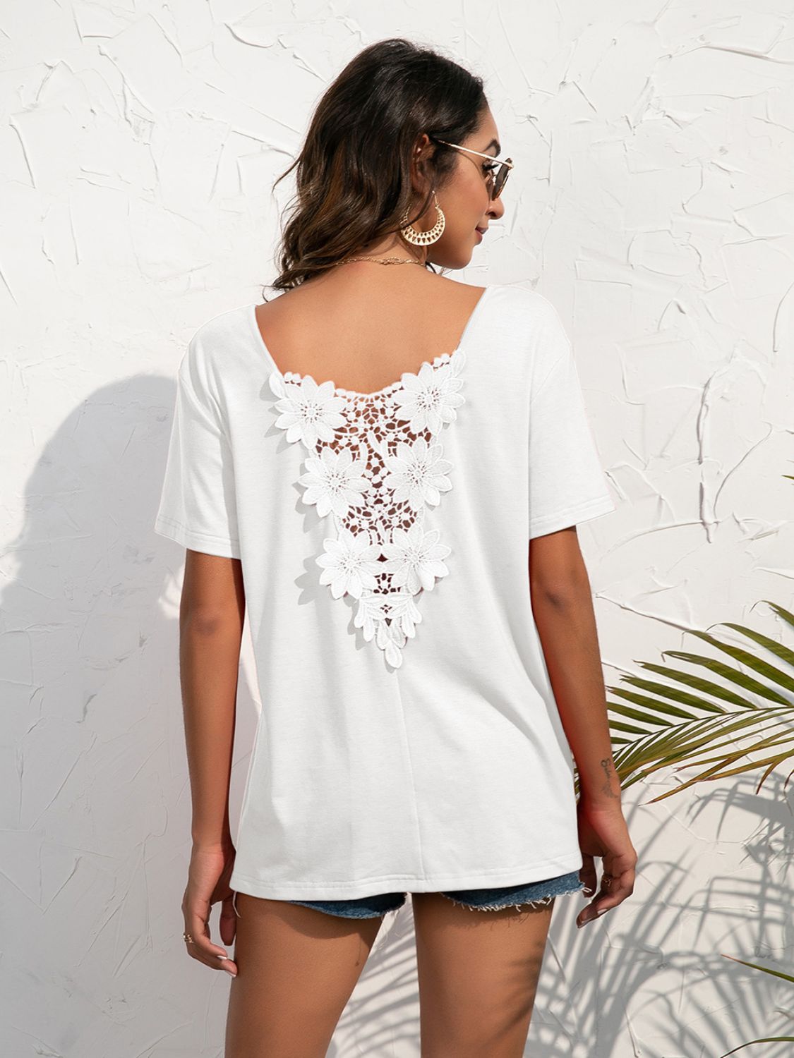 Ivy Lane Lace Trim Short Sleeve Top - Classique Collection