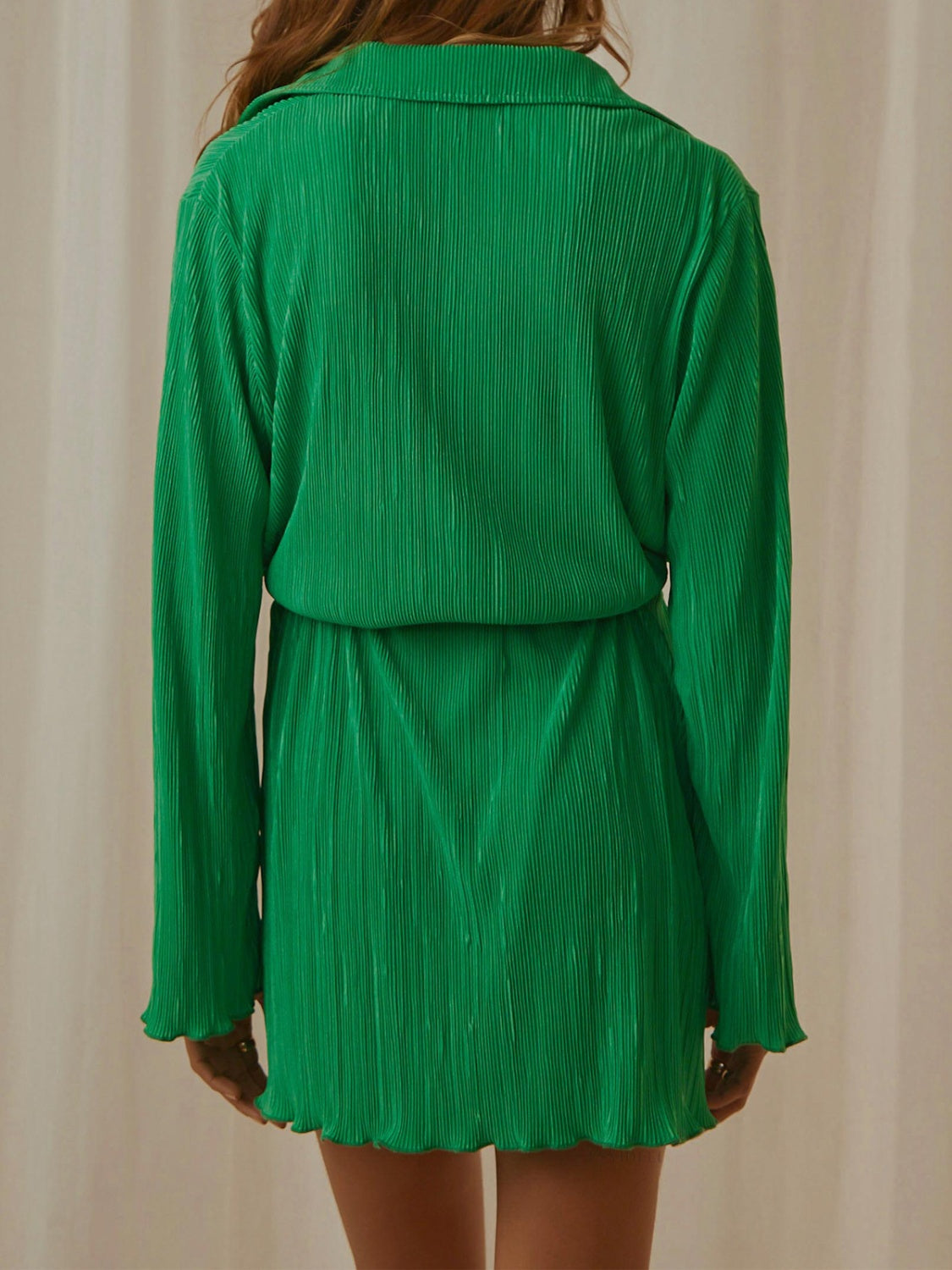 Tied Button Up Long Sleeve Dress - Classique Collection