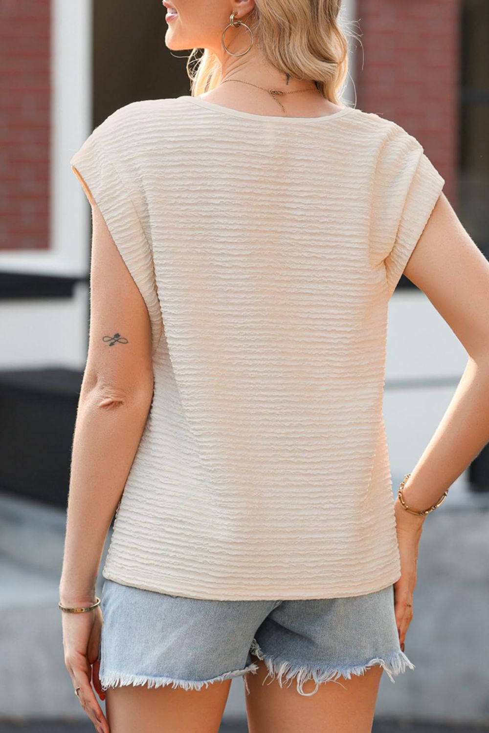 Asymmetrical Neck Short Sleeve Top - Classique Collection