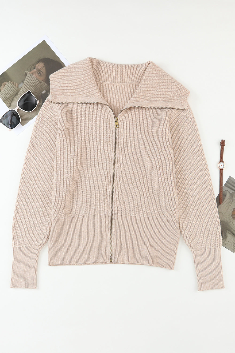 Zip Up Long Sleeve Cardigan - Classique Collection