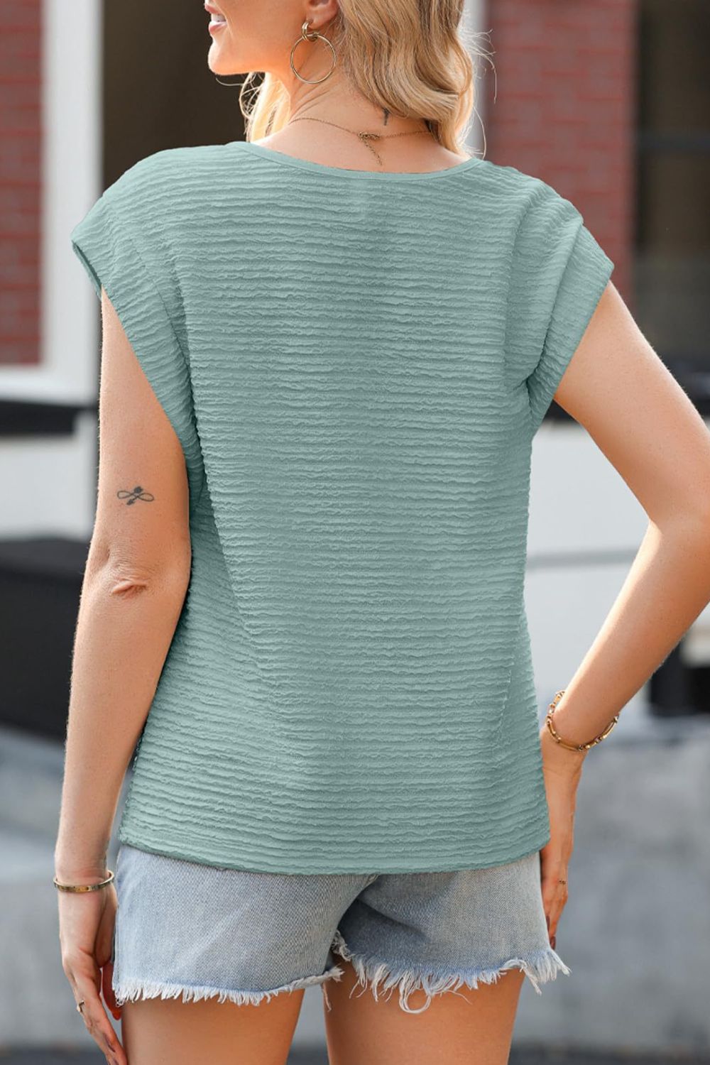 Asymmetrical Neck Short Sleeve Top - Classique Collection