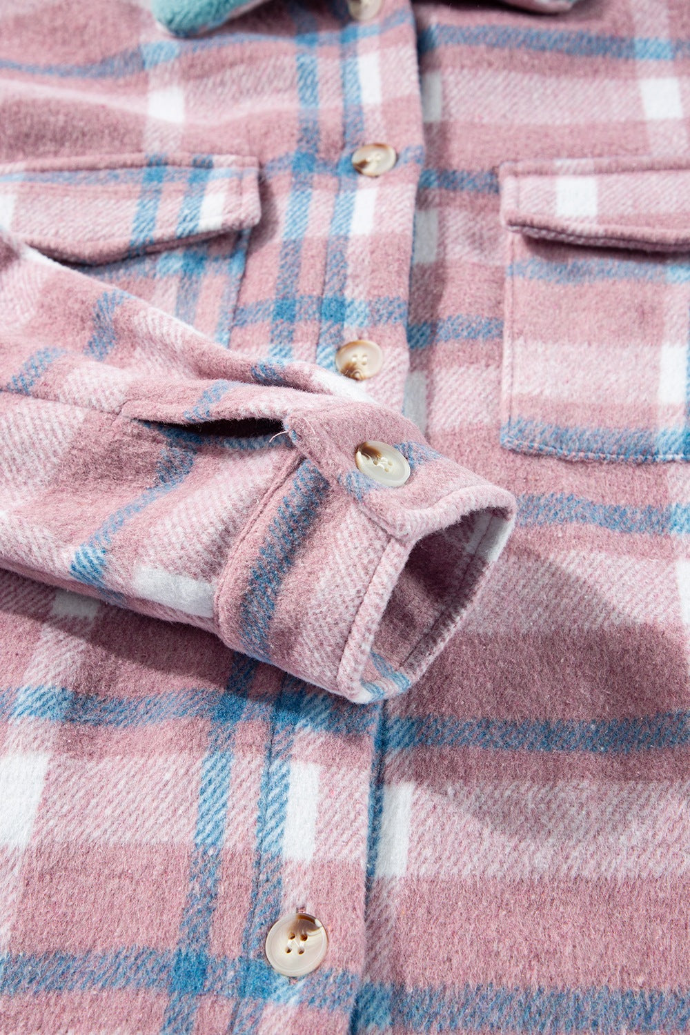 Plaid Collared Neck Flap Pockets Shacket - Classique Collection