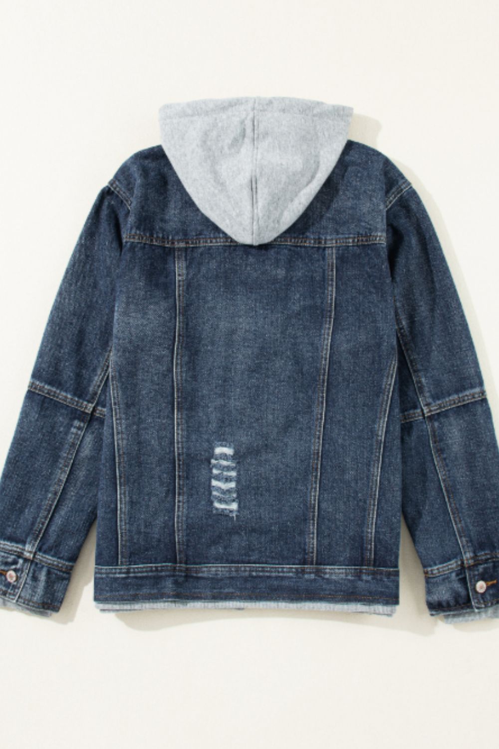 Fake Two-Piece Hooded Zip-Up Denim Jacket - Classique Collection