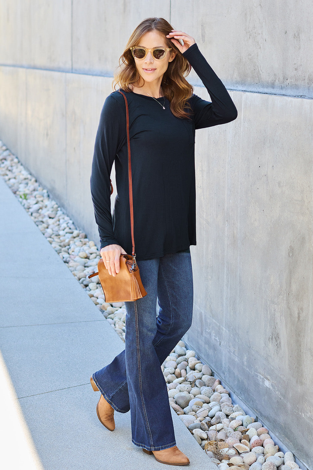 Basic Bae Full Size Round Neck Long Sleeve Top - Classique Collection