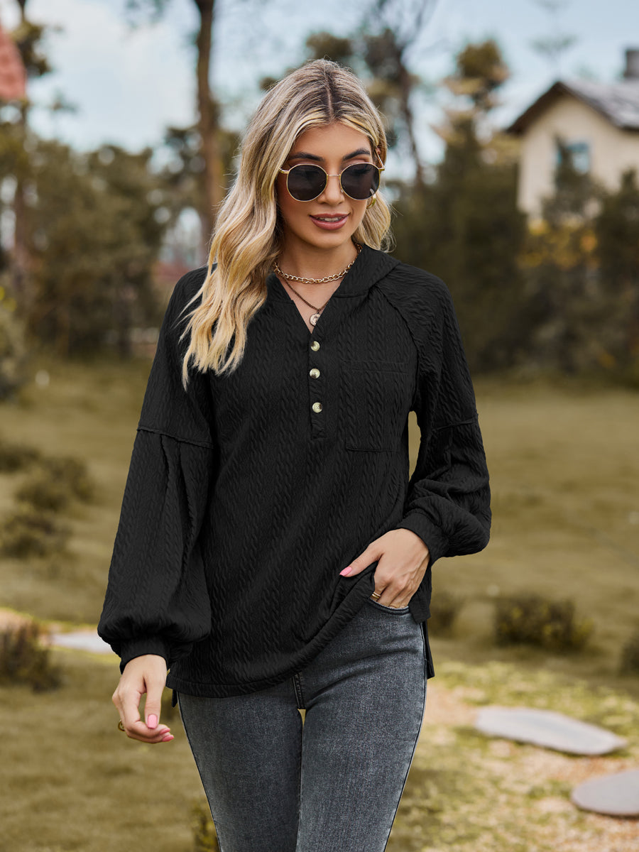 Cable-Knit Dropped Shoulder Hoodie - Classique Collection