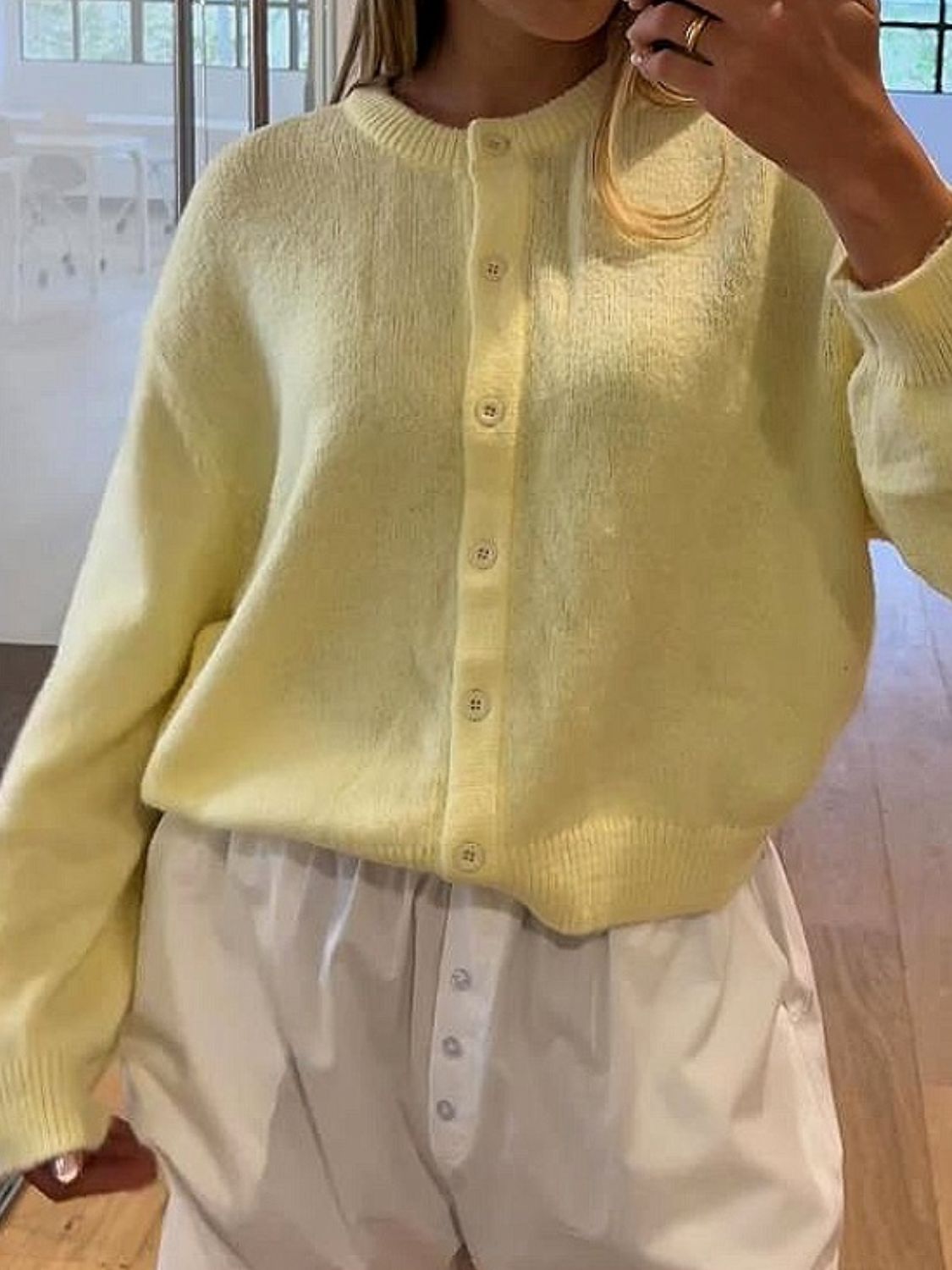 Button Down Long Sleeve Cardigan - ClassiQ