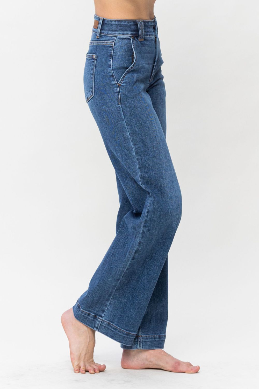 Judy Blue Full Size Double Button Wide Leg Jeans - Classique Collection