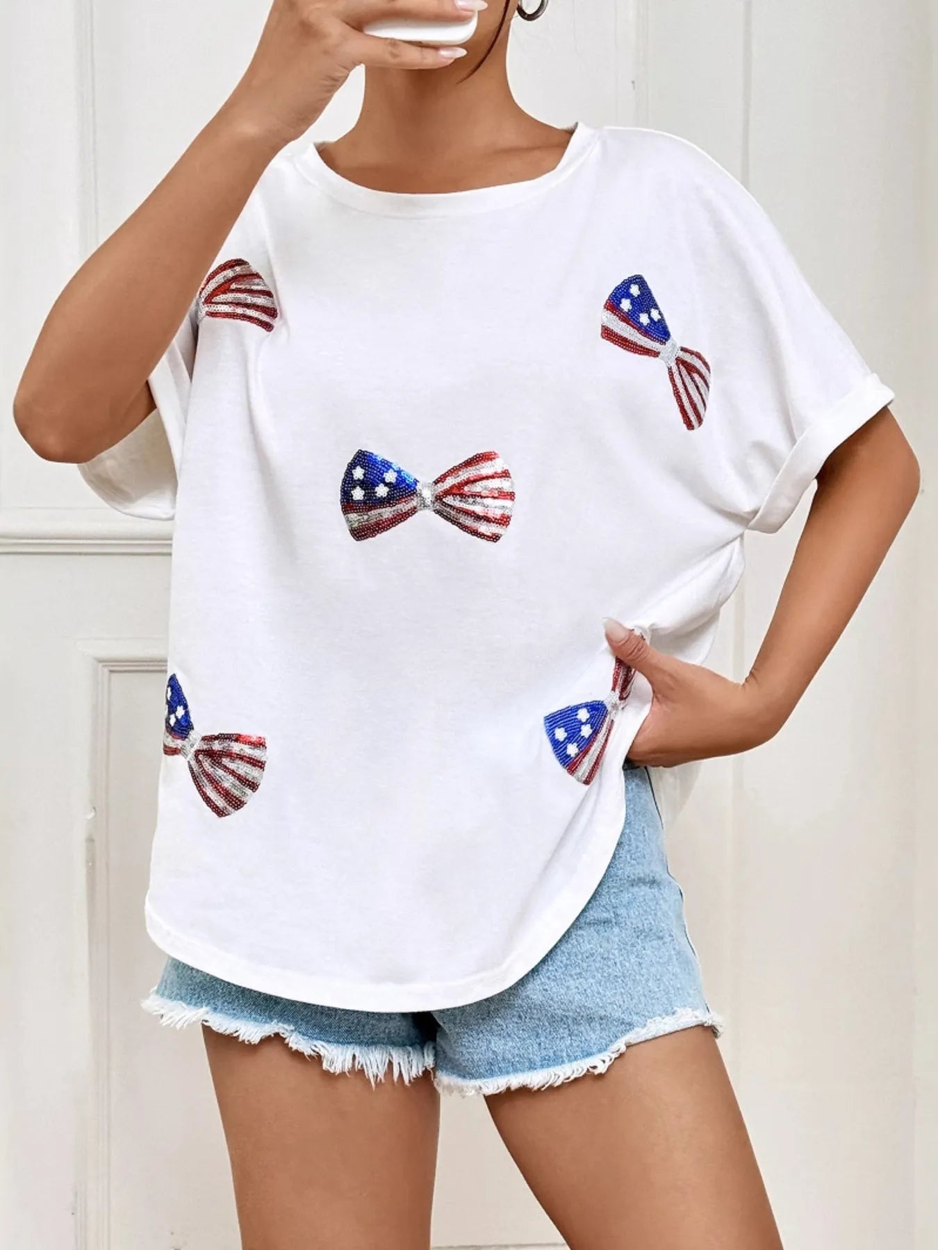 Bow Oversized Round Neck T-Shirt