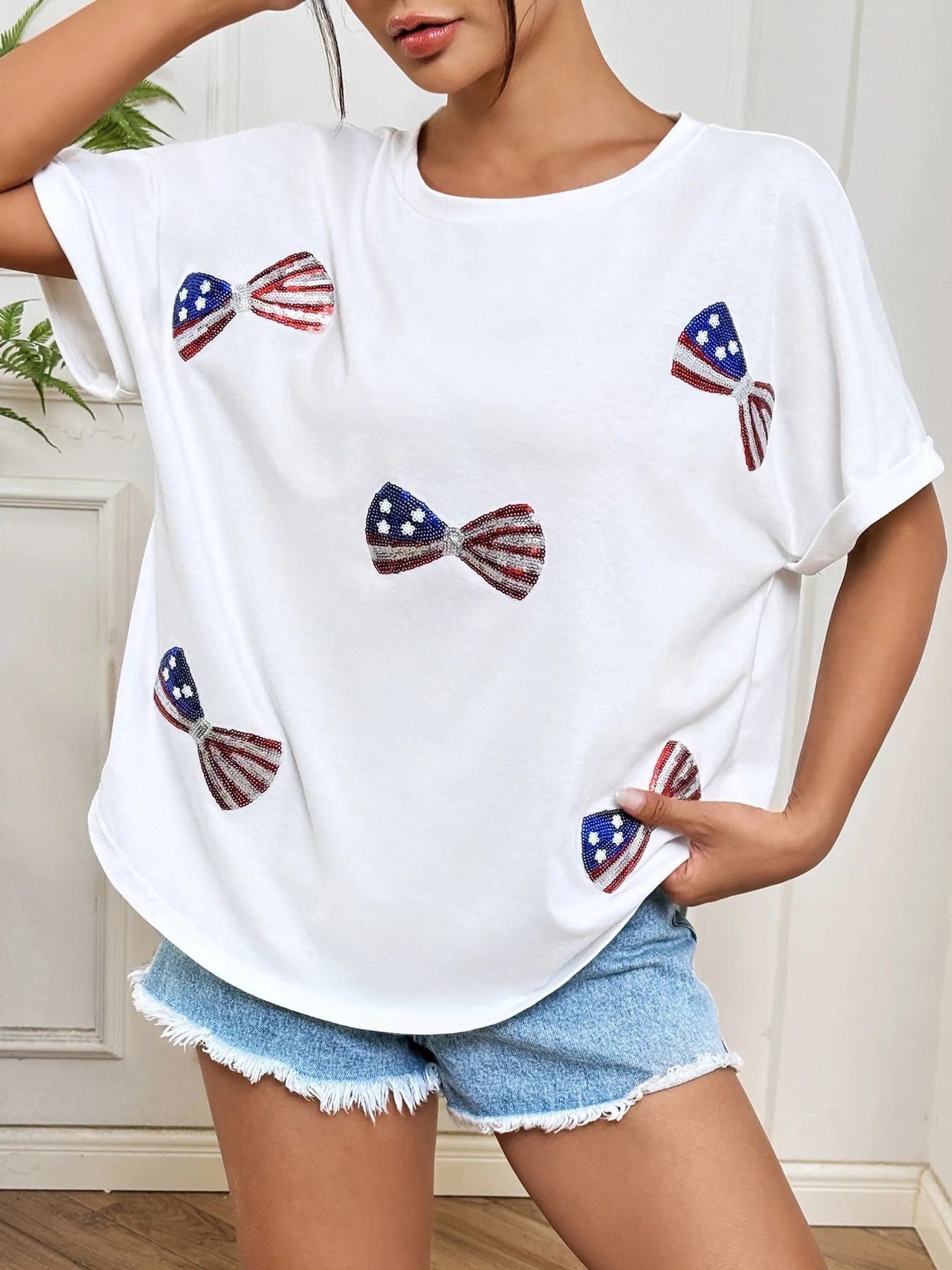 Bow Oversized Round Neck T-Shirt