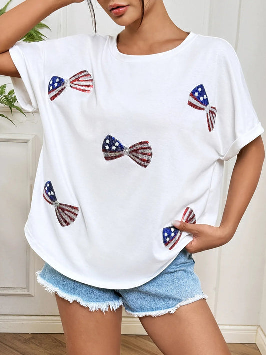 Bow Oversized Round Neck T-Shirt