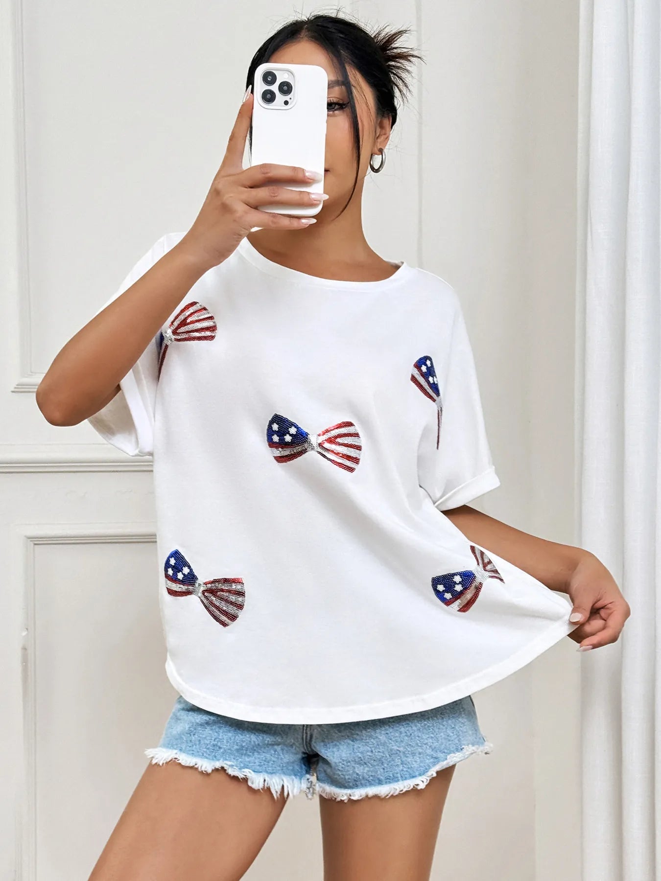 Bow Oversized Round Neck T-Shirt