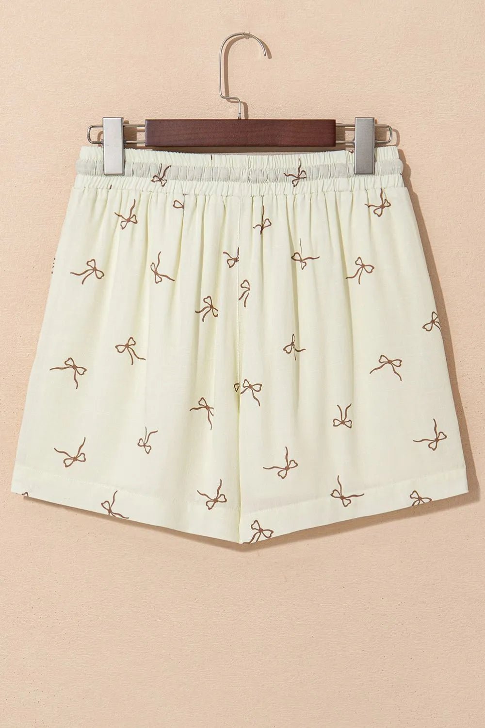 Bow Print Lace Drawstring Casual Shorts