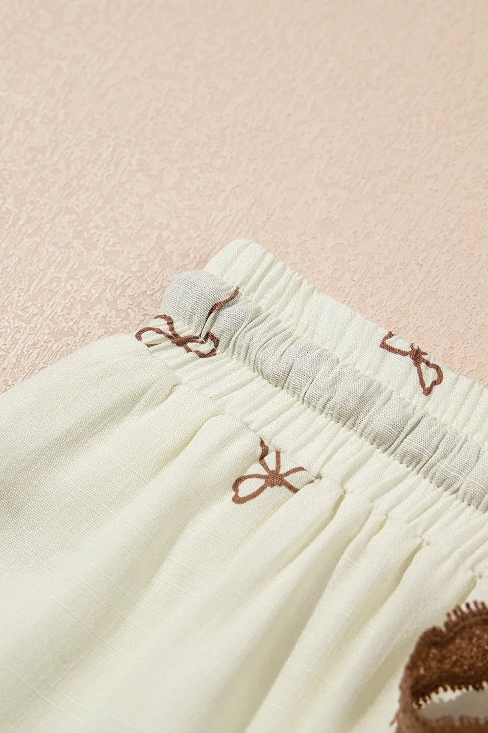 Bow Print Lace Drawstring Casual Shorts