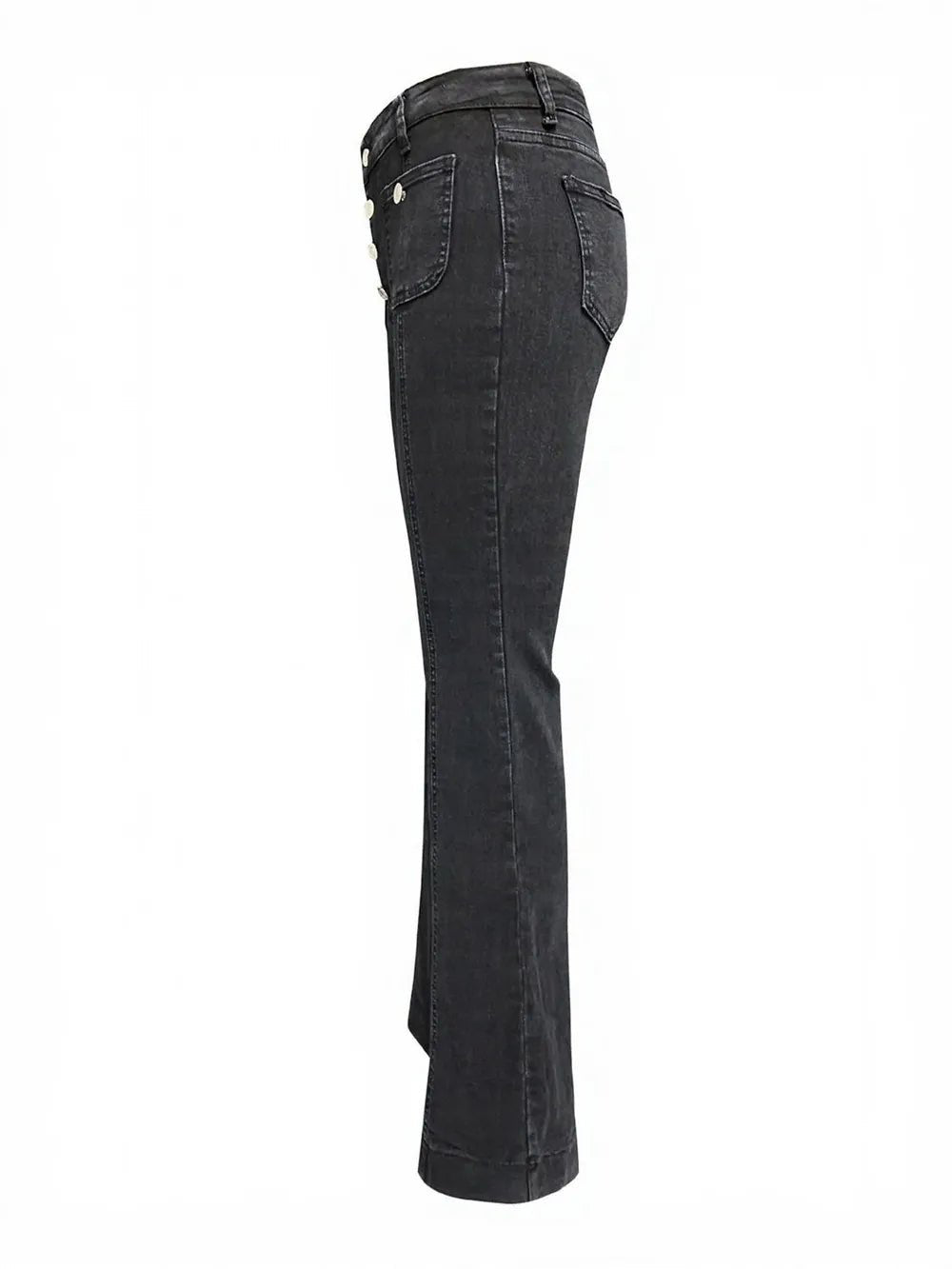 Button Fly High Waist Flare Jeans