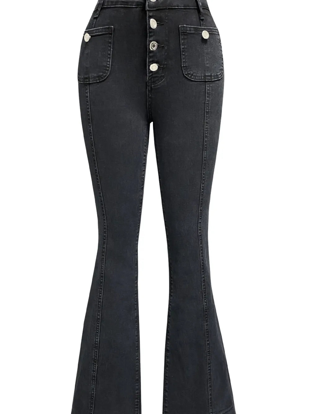 Button Fly High Waist Flare Jeans