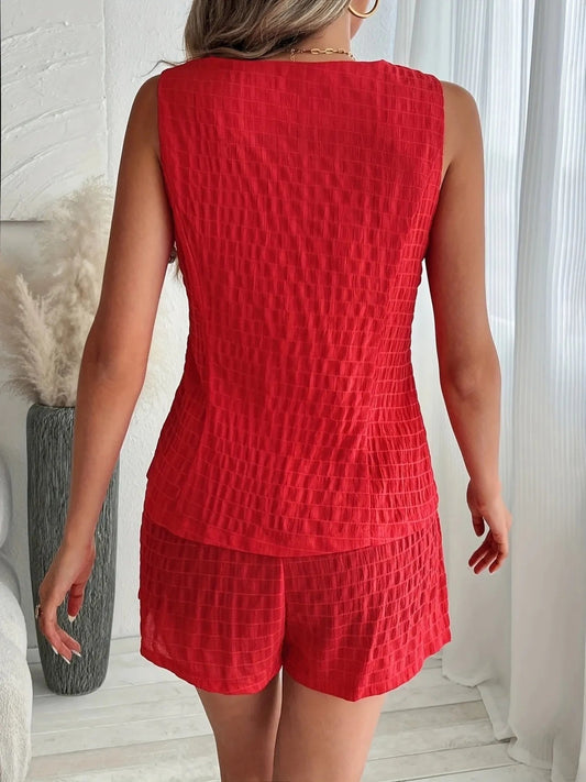 Button - Front Vest and Shorts Set