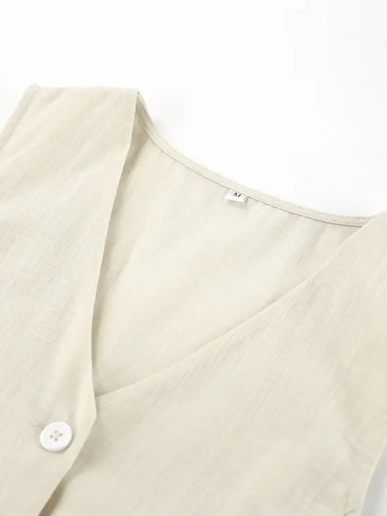 Button Up V - Neck Vest and Shorts Set