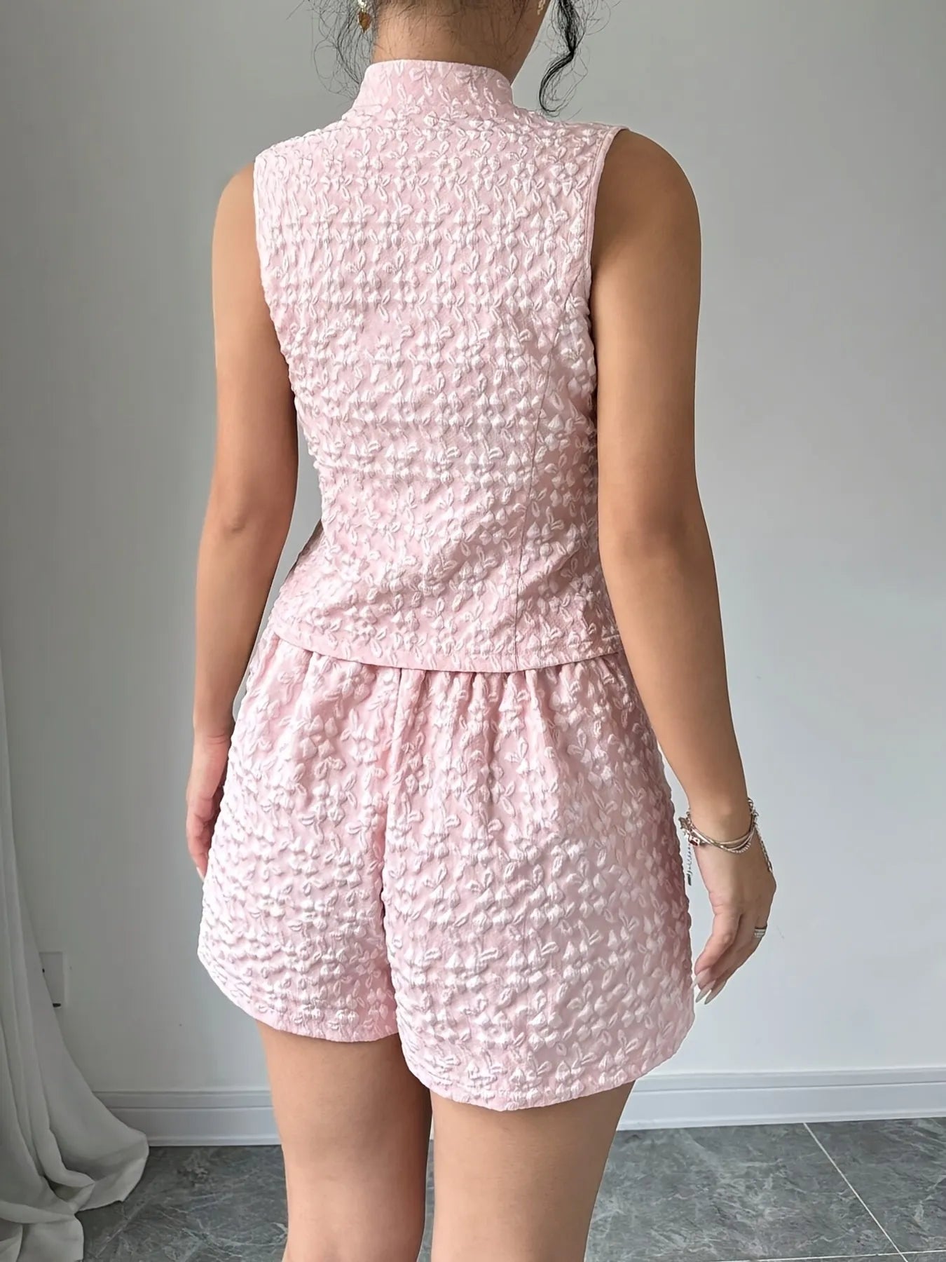 Button Up Vest and Shorts Set