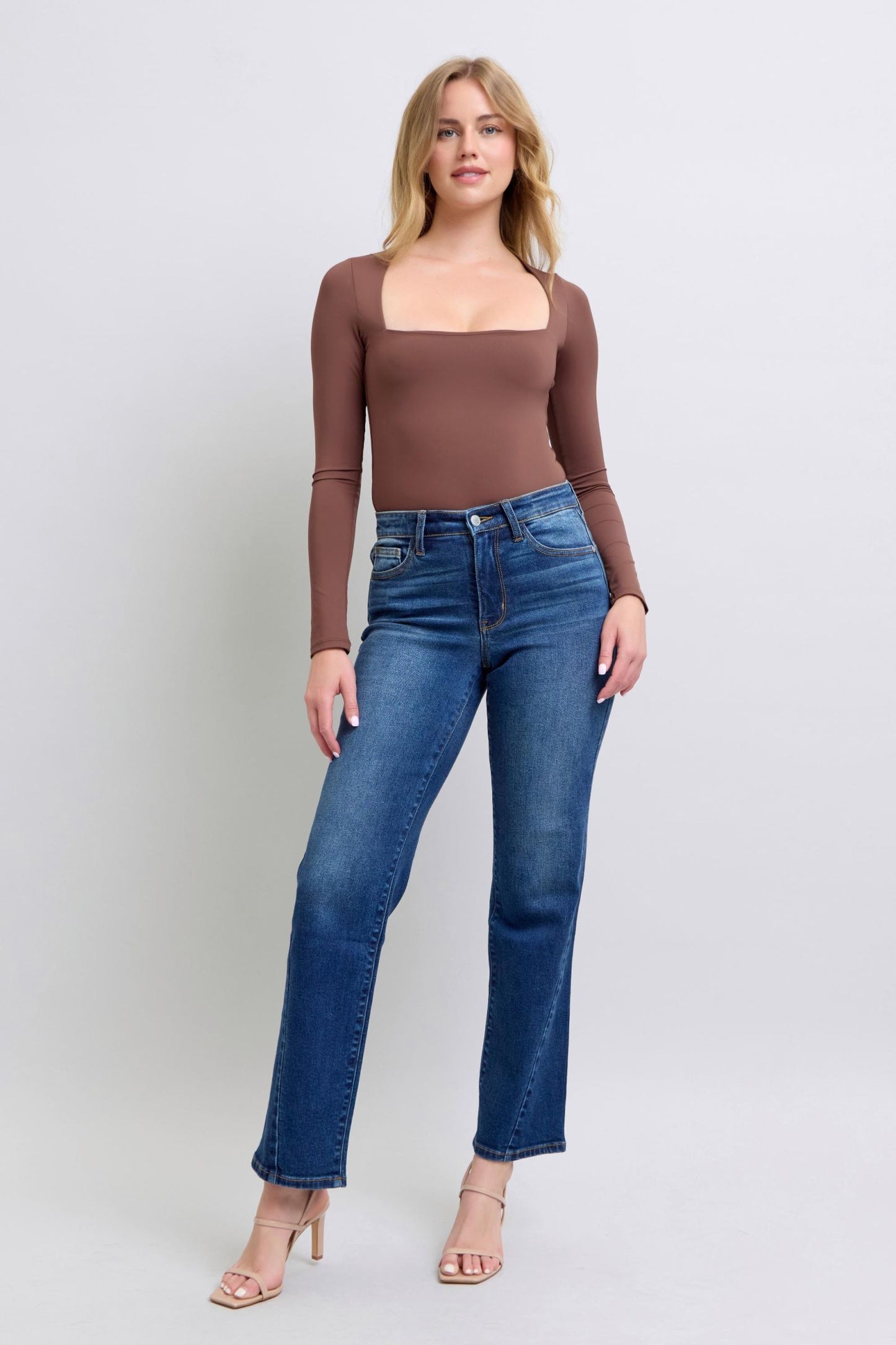 Judy Blue Full Size Side Seam Detail Straight Jeans with Pockets - Classique Collection