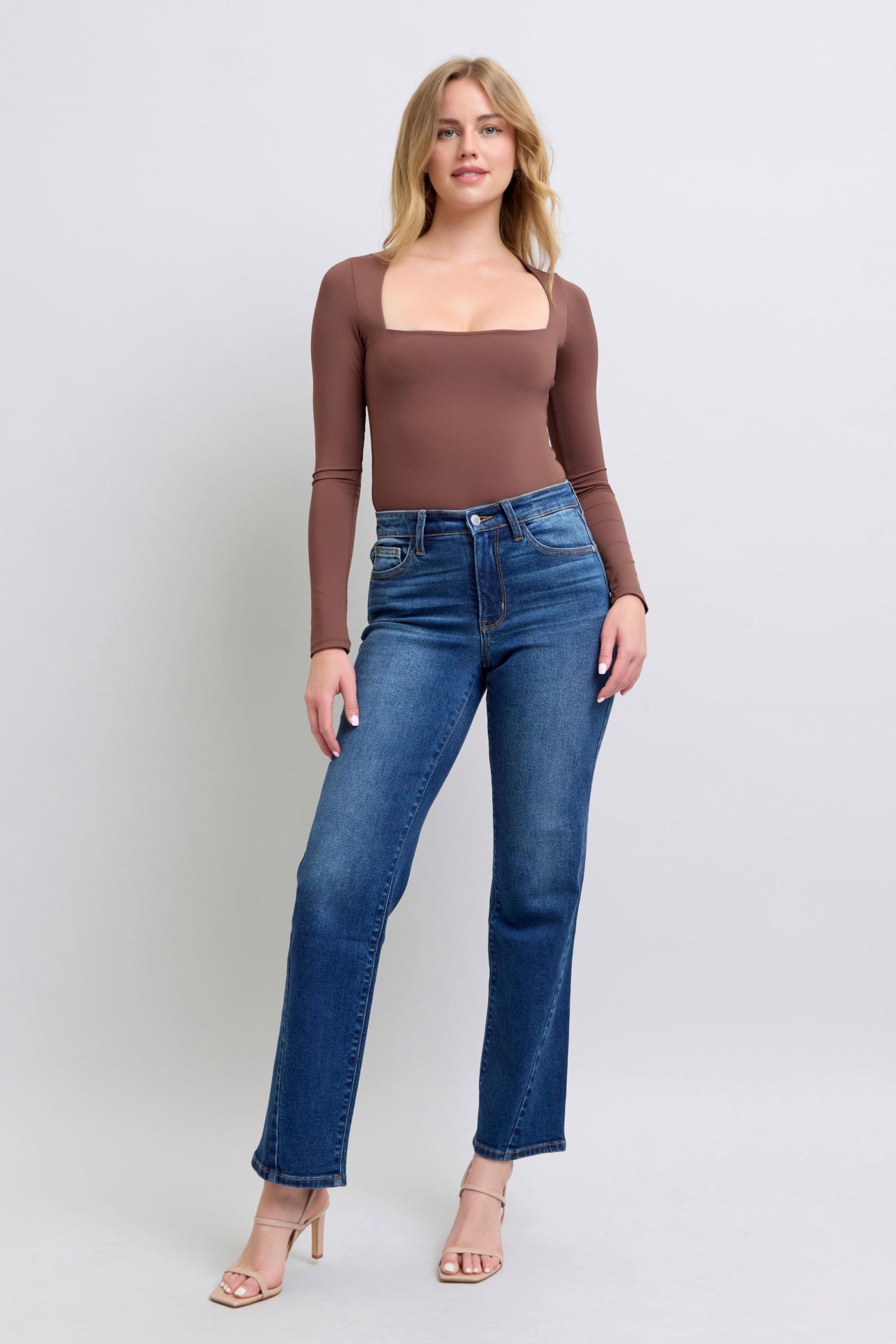 Judy Blue Full Size Side Seam Detail Straight Jeans with Pockets - Classique Collection