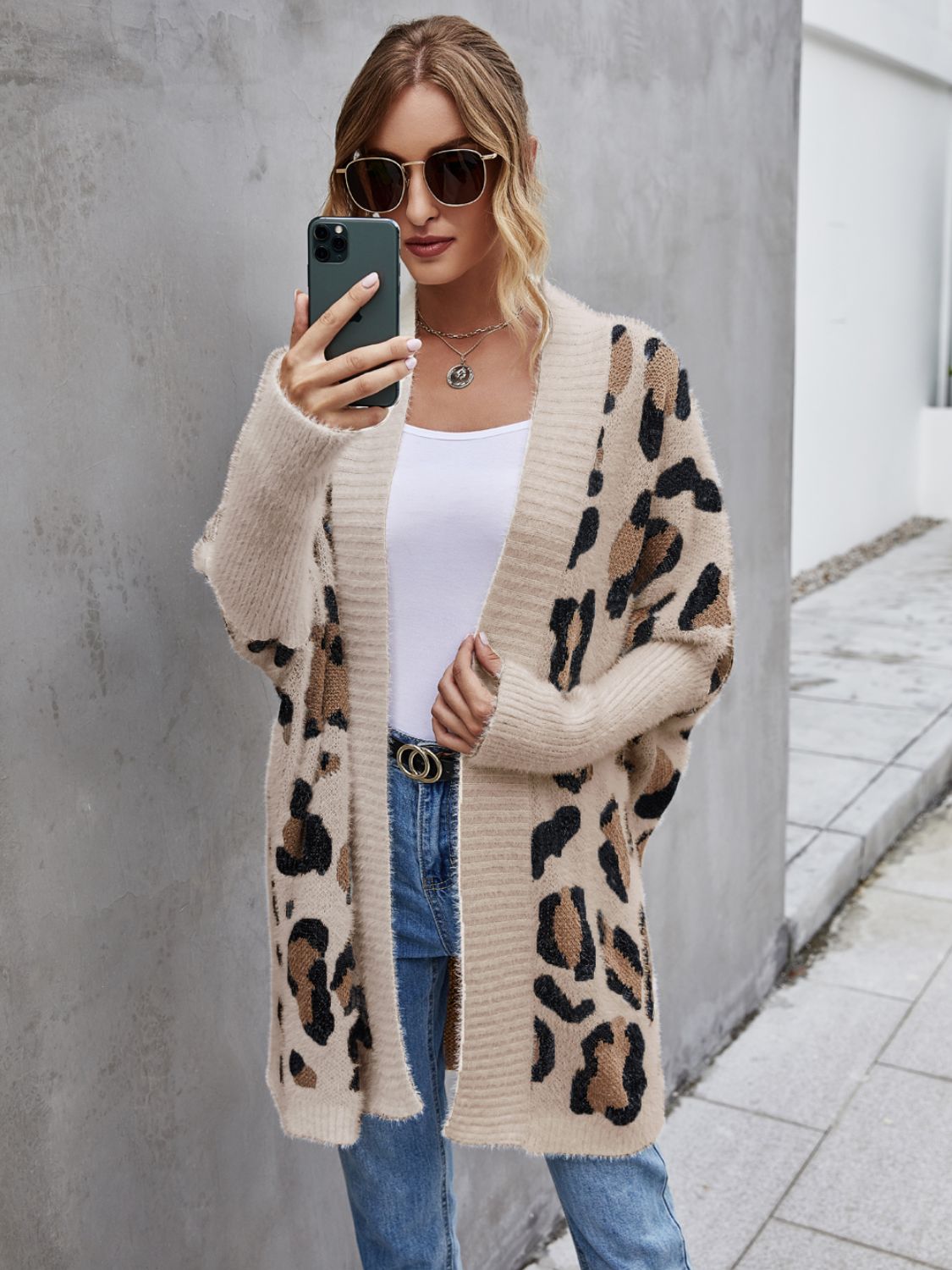 Angel Wings Leopard Pattern Fuzzy Cardigan - ClassiQ