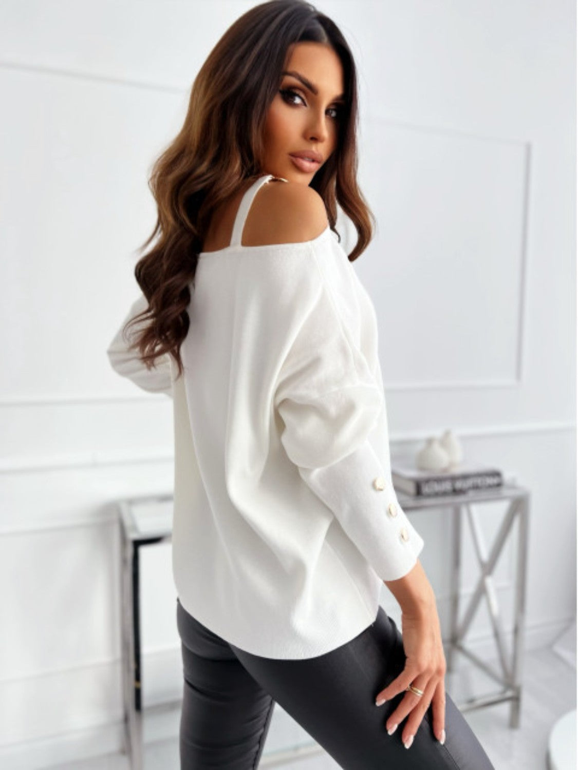 Asymmetrical Neck Buttoned Top - Classique Collection