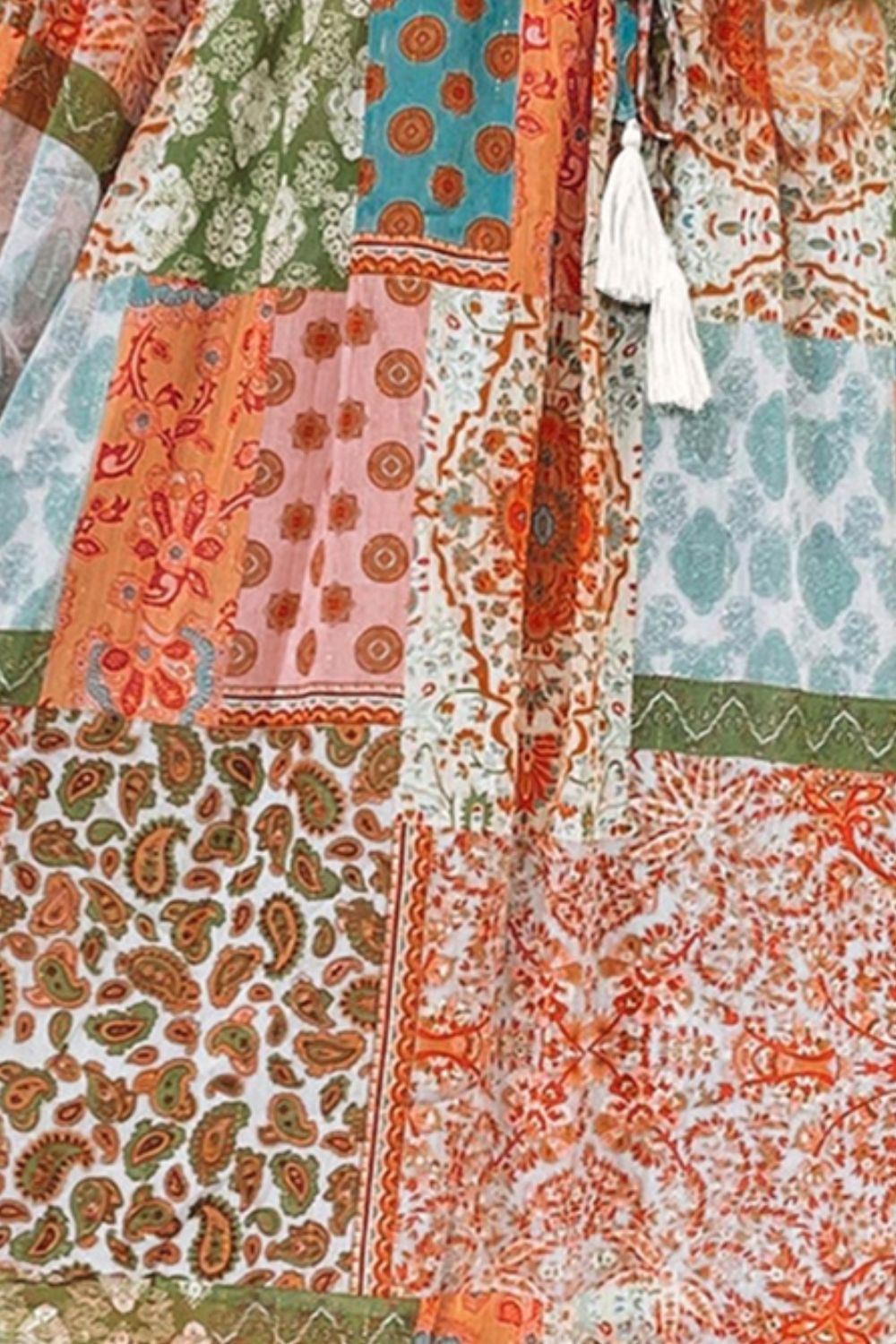 Tassel Printed Three-Quarter Sleeve Mini Dress - Classique Collection