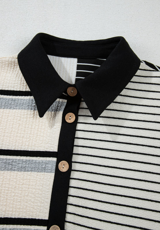Striped Patchwork Long Sleeve Mini Dress - Classique Collection