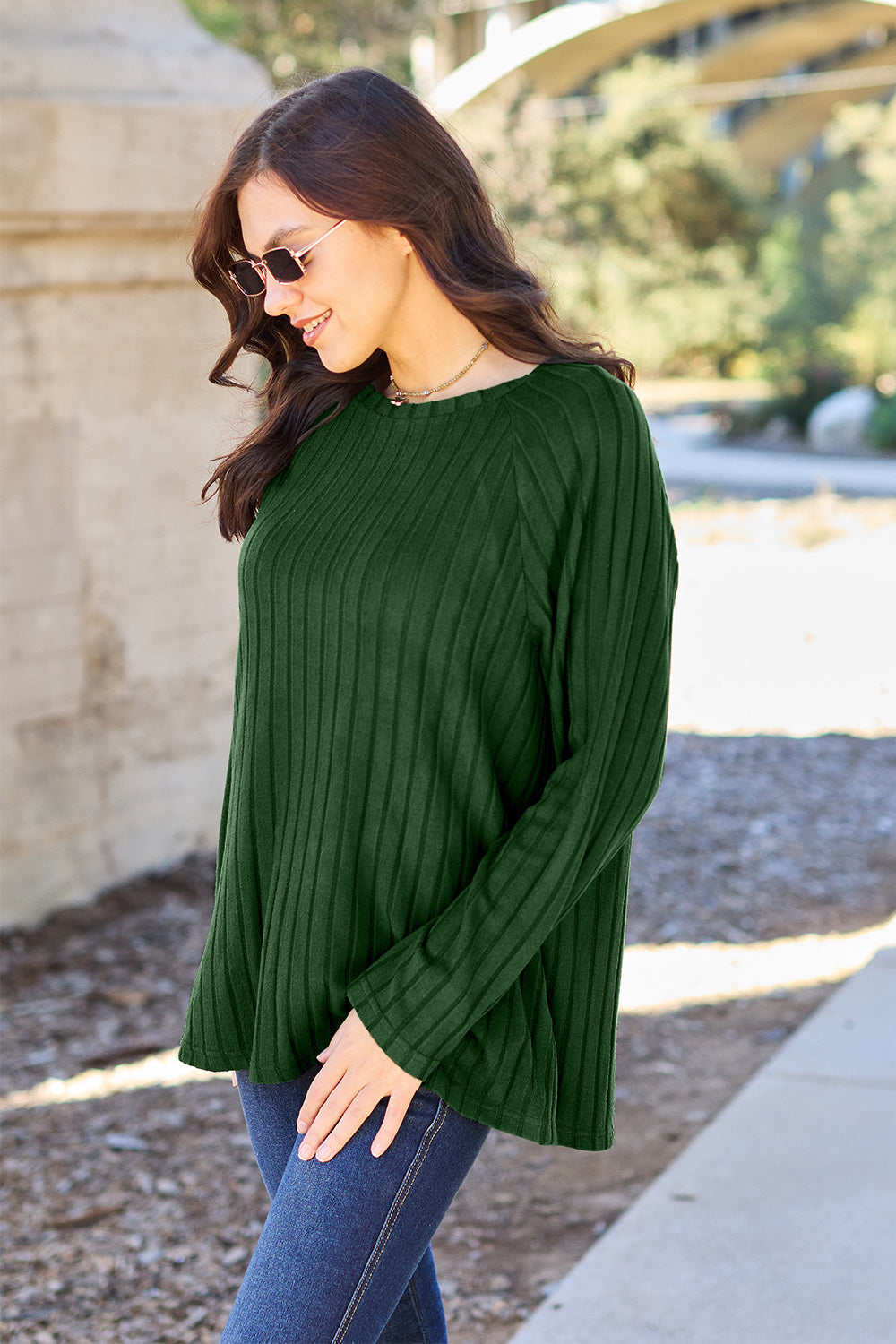 Basic Bae Full Size Ribbed Round Neck Long Sleeve Knit Top - ClassiQ