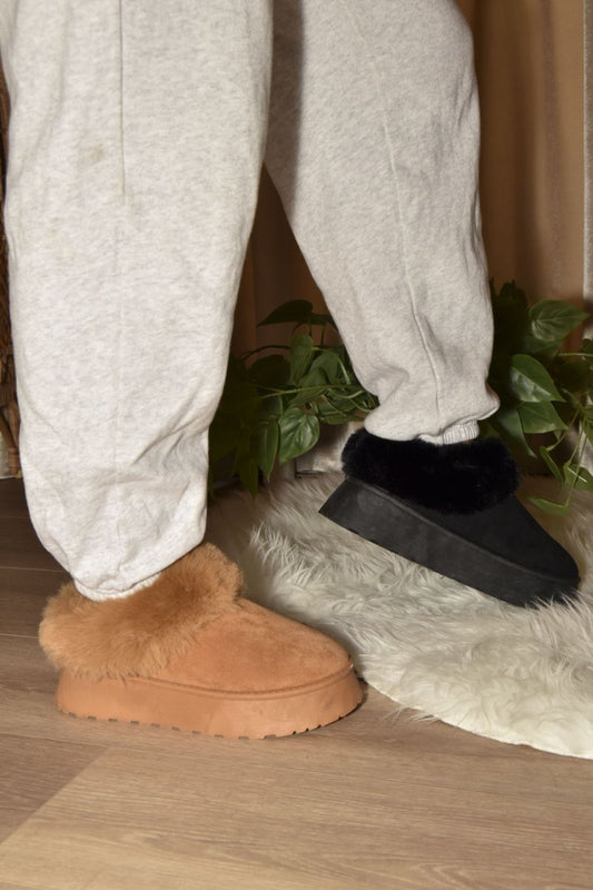 WILD DIVA Faux-Fur Platform Slip On Booties - Classique Collection