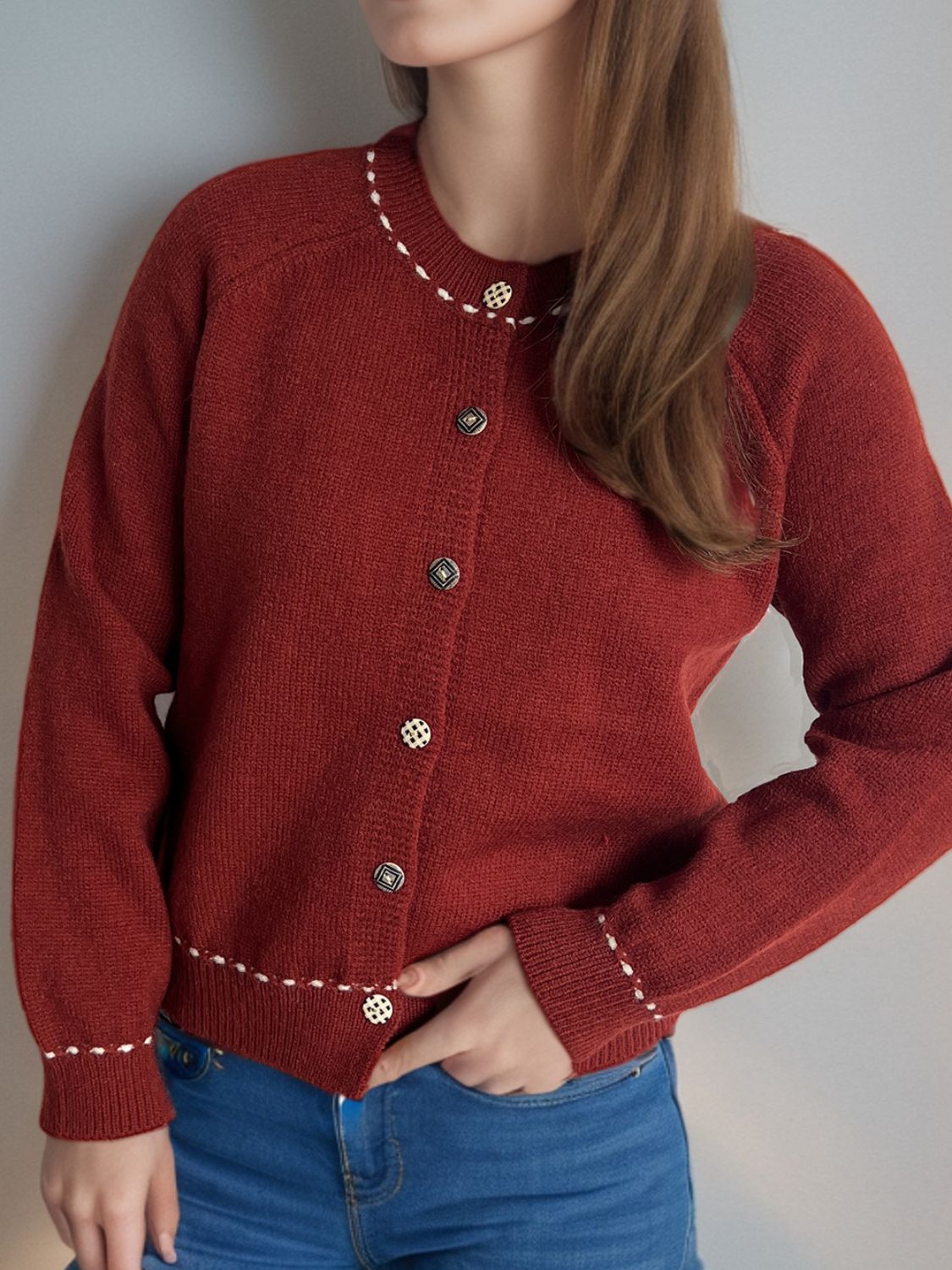 Button Down Long Sleeve Cardigan - ClassiQ