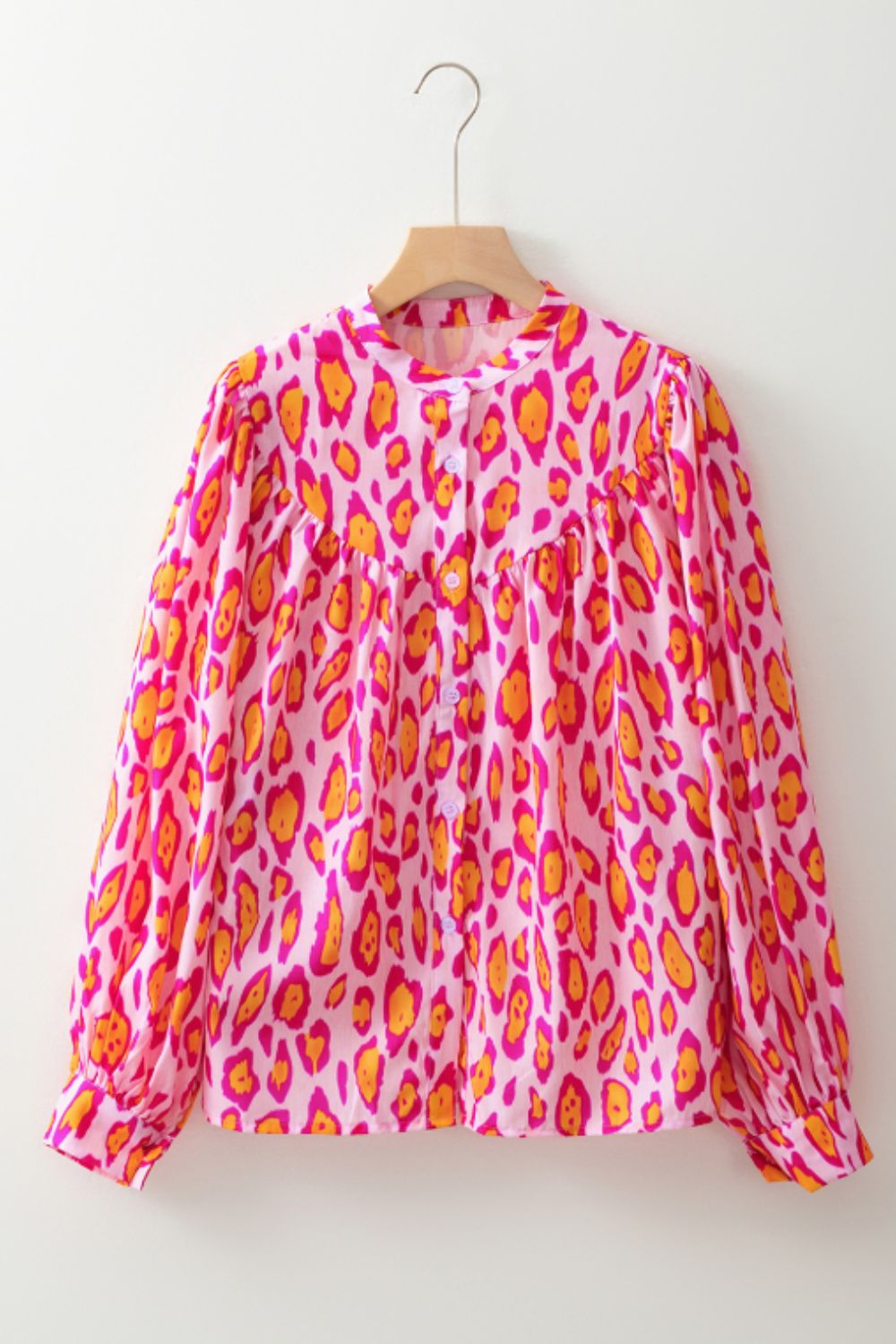 Leopard Print Button Down Long Sleeve Shirt - Classique Collection