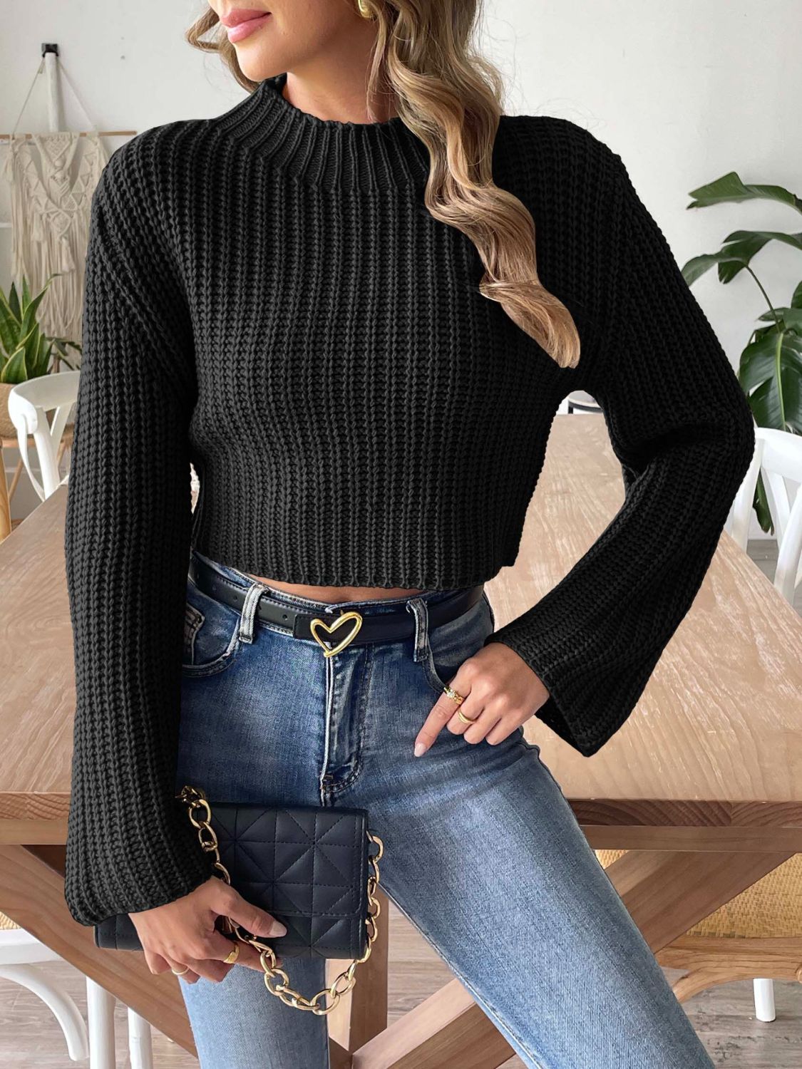 Mock Neck Long Sleeve Sweater - ClassiQ