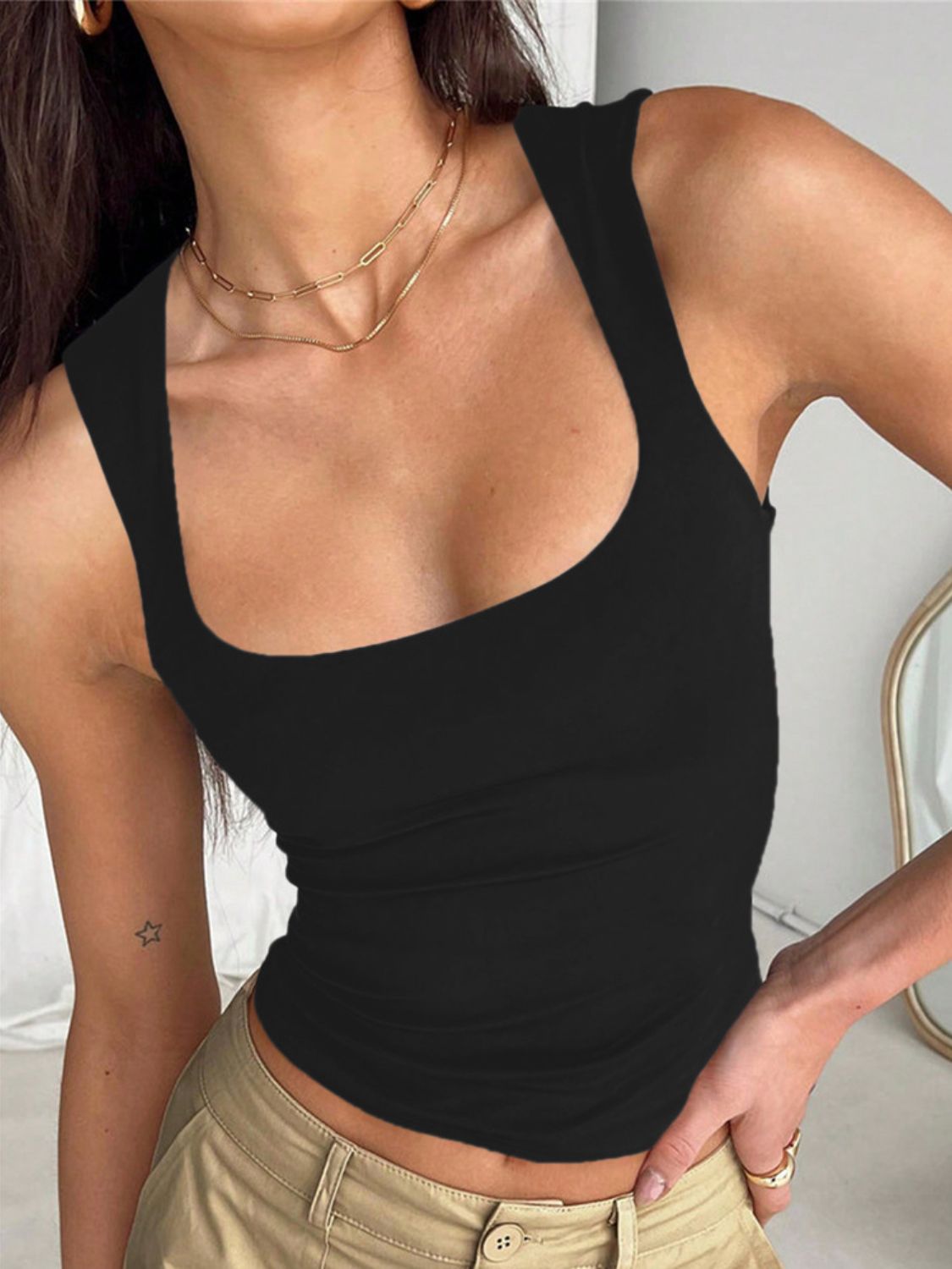 Devine Square Neck Wide Strap Tank - Classique Collection