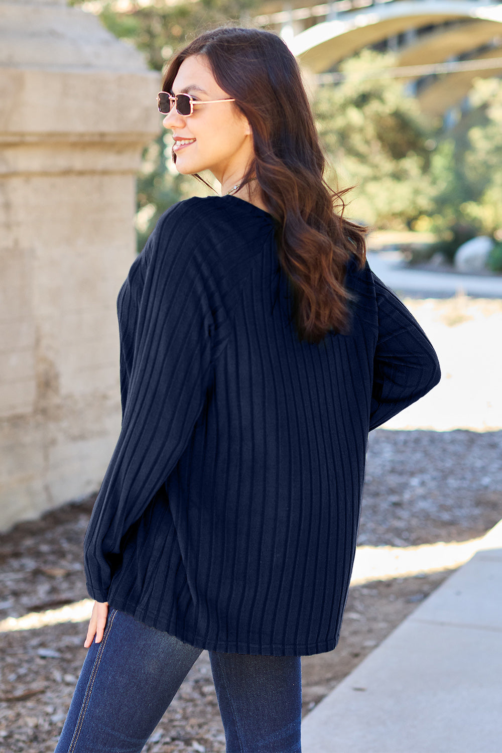 Basic Bae Full Size Ribbed Round Neck Long Sleeve Knit Top - ClassiQ
