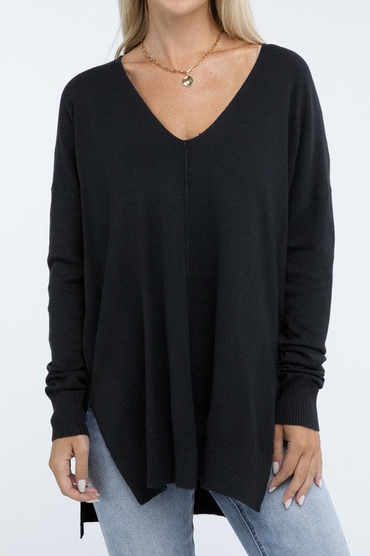 Hi-Low Hem Front Seam Sweater - Classique Collection