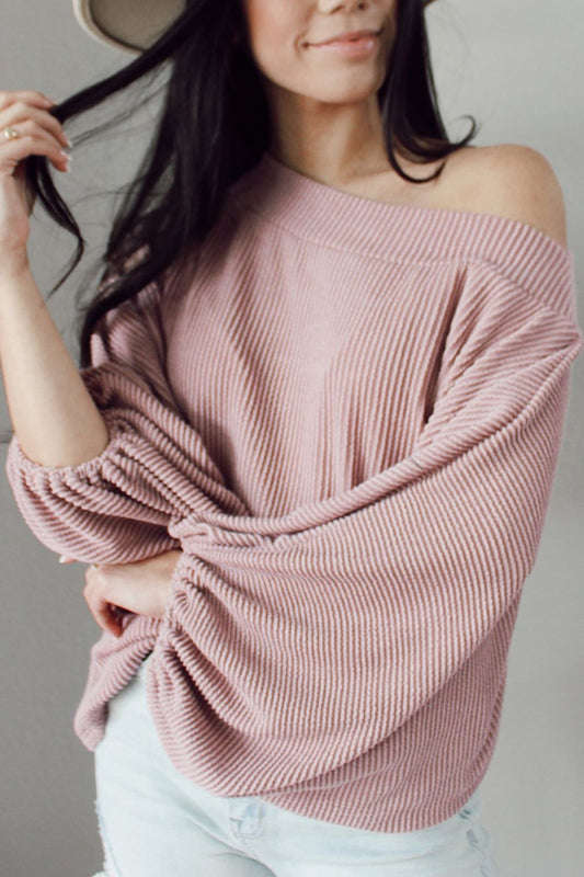 Ribbed Long Sleeve Knit Top - Classique Collection