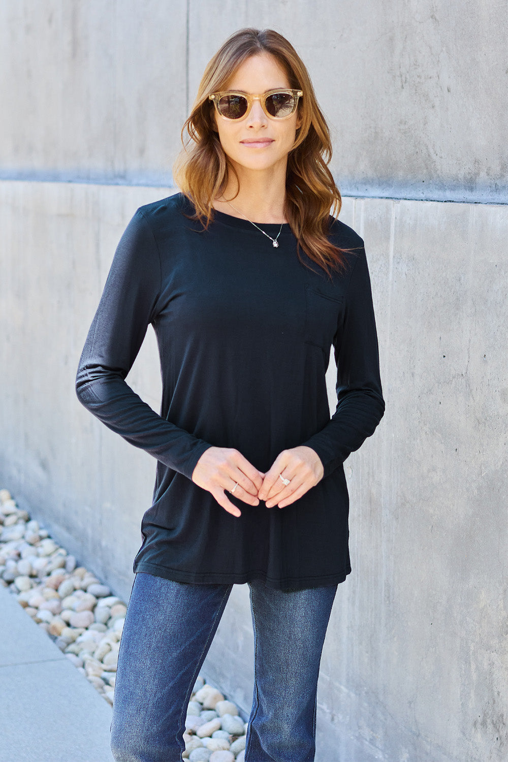 Basic Bae Full Size Round Neck Long Sleeve Top - Classique Collection