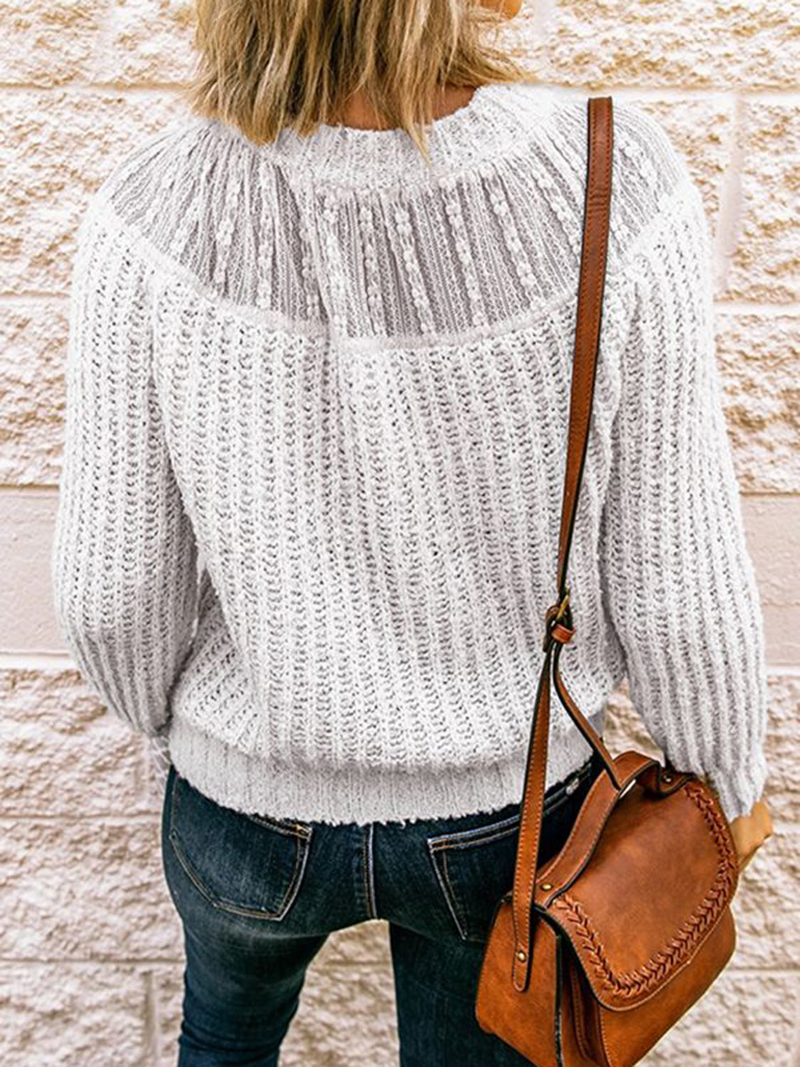 Round Neck Rib-Knit Sweater - Classique Collection
