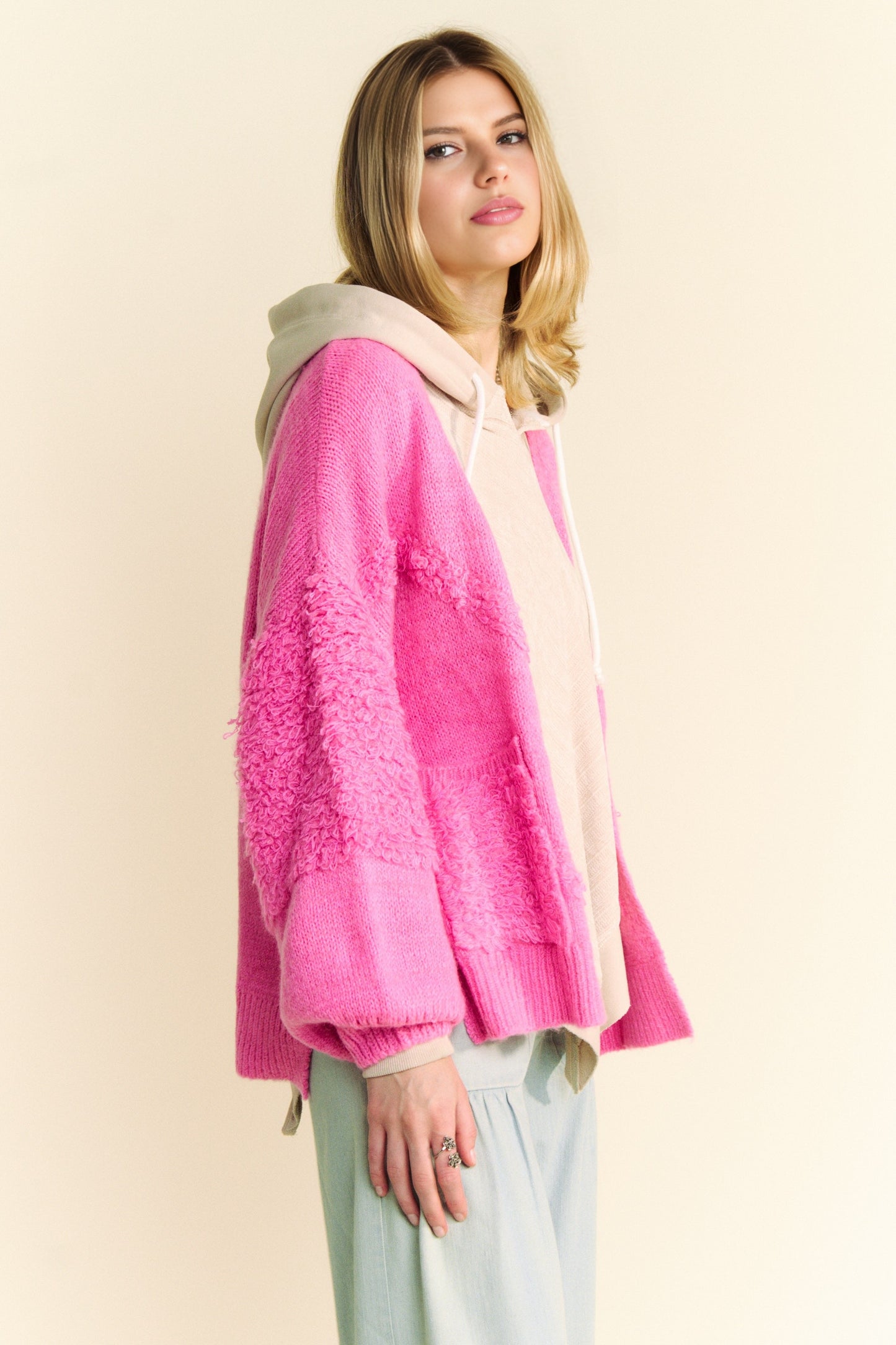 Davi & Dani Side Slit Open Front Long Sleeve Cardigan - Classique Collection