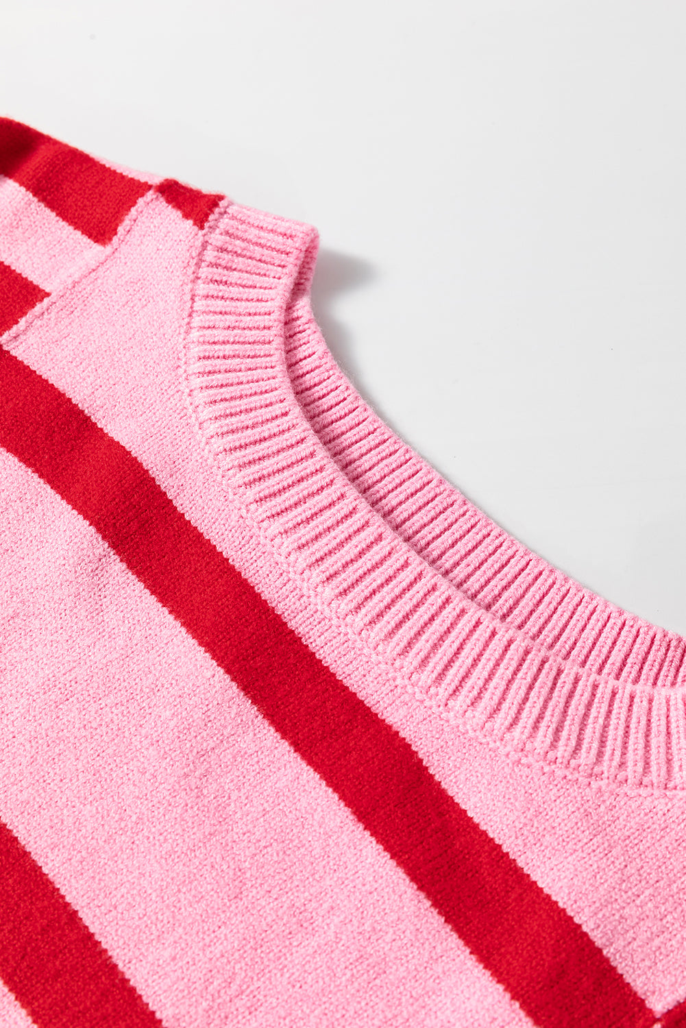 Striped Round Neck Dropped Shoulder Sweater - ClassiQ